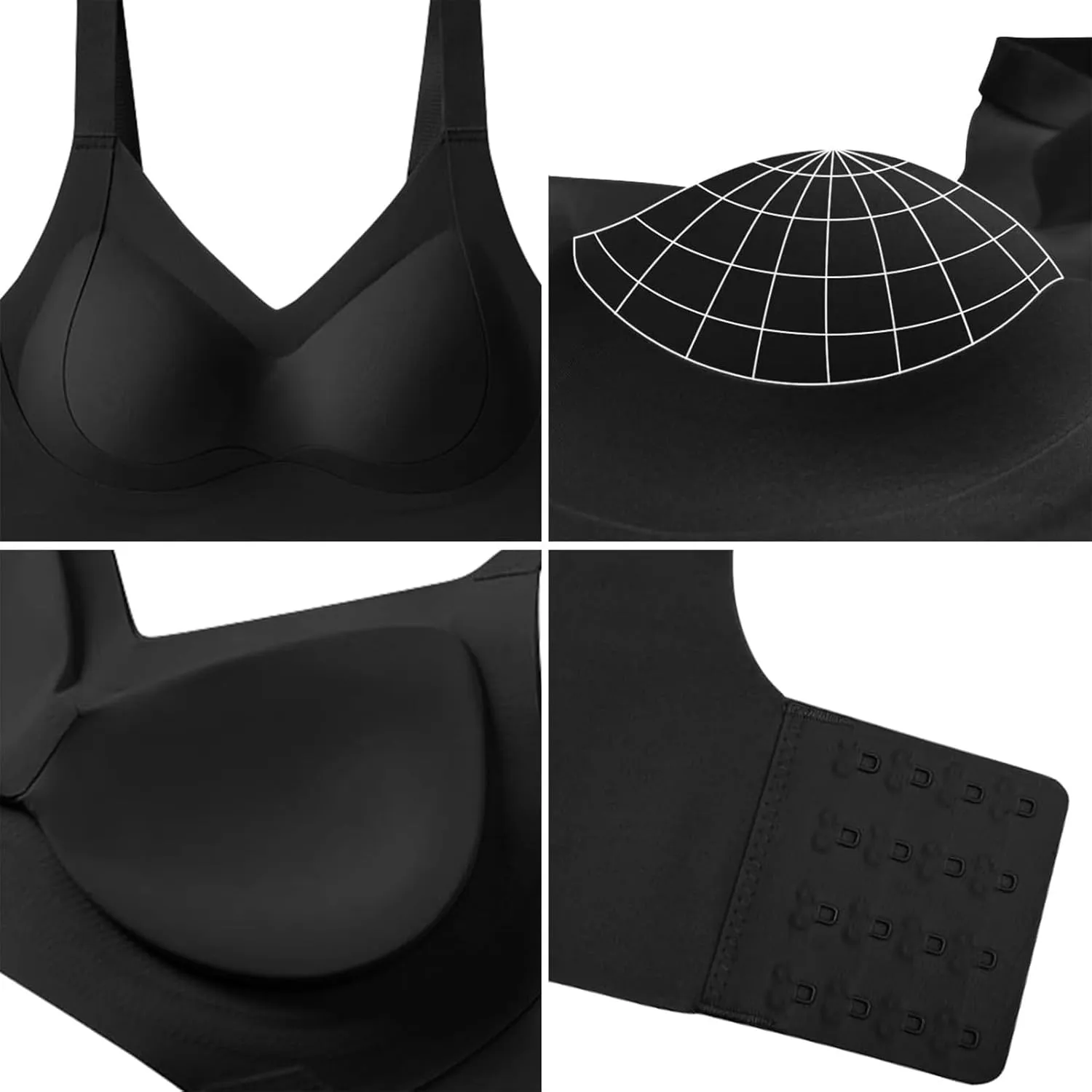 V Neck Bra Padded Seamless Wireless Adjustable Straps No Underwire with Soft Support Regular and Plus Size