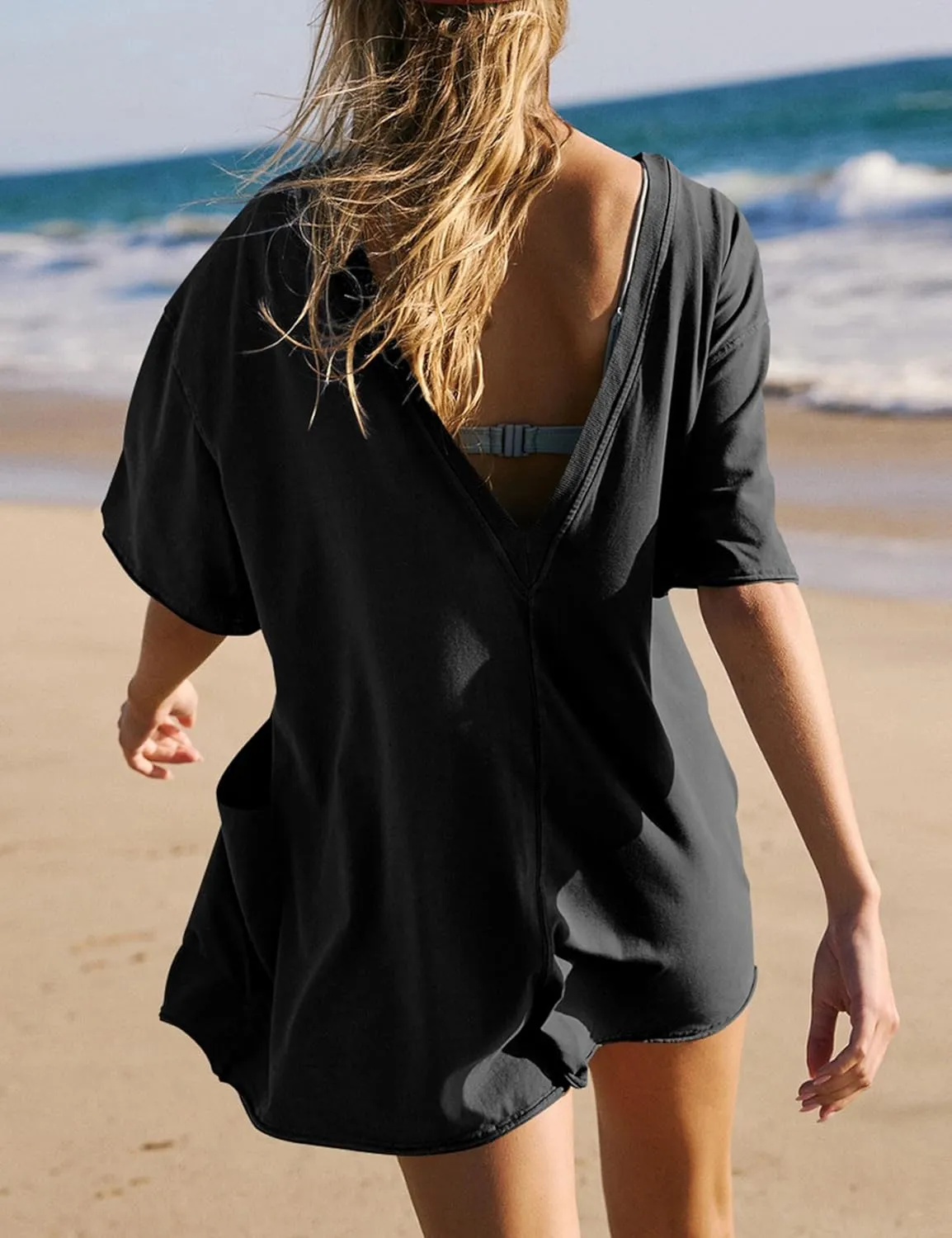 VAOYIU Womens Rompers for Summer Casual One Piece Jumpsuits Oversized Short Sleeve Hot Shot Tee Romper Athletic Workout