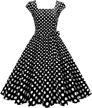 Vintage Dresses for Women Sleeveless V Neck Pleated Dress Midi Dress A Line Flowy Retro Short Dress
