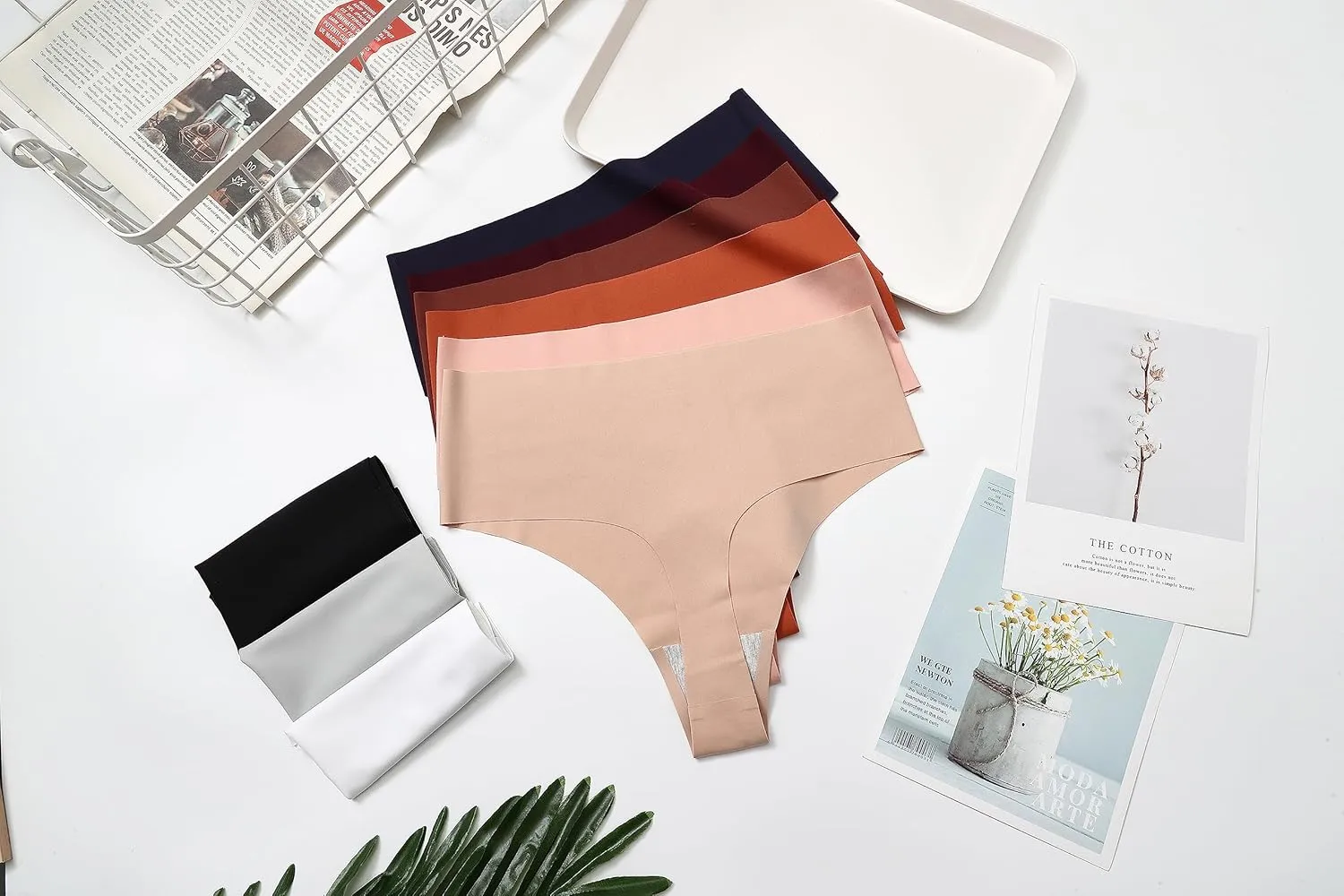 Wealurre Womens Underwear High Waisted Seamless Thongs for Women Breathable No Show Panties for Ladies 6 Pack