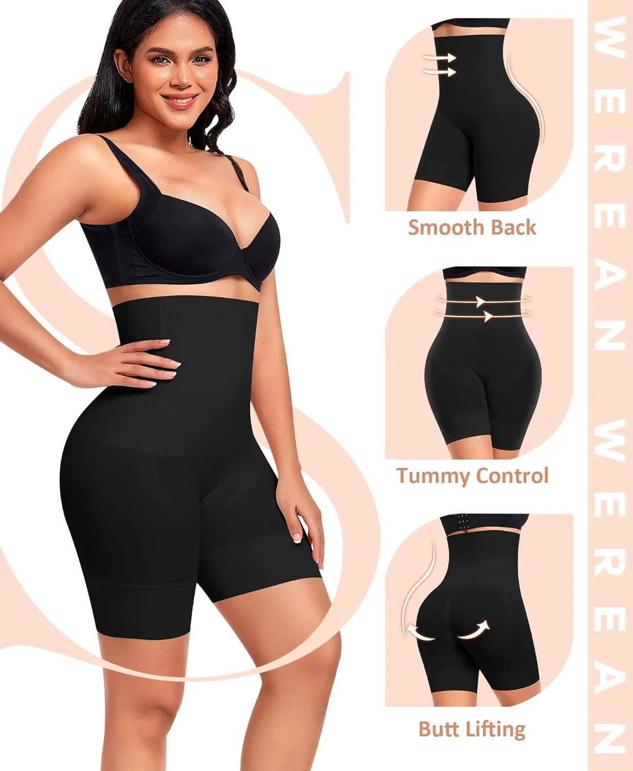 Werena Tummy Control Shapewear Shorts for Women Seamless High Waisted Body Shaper Shaping Underwear Girdle Panties