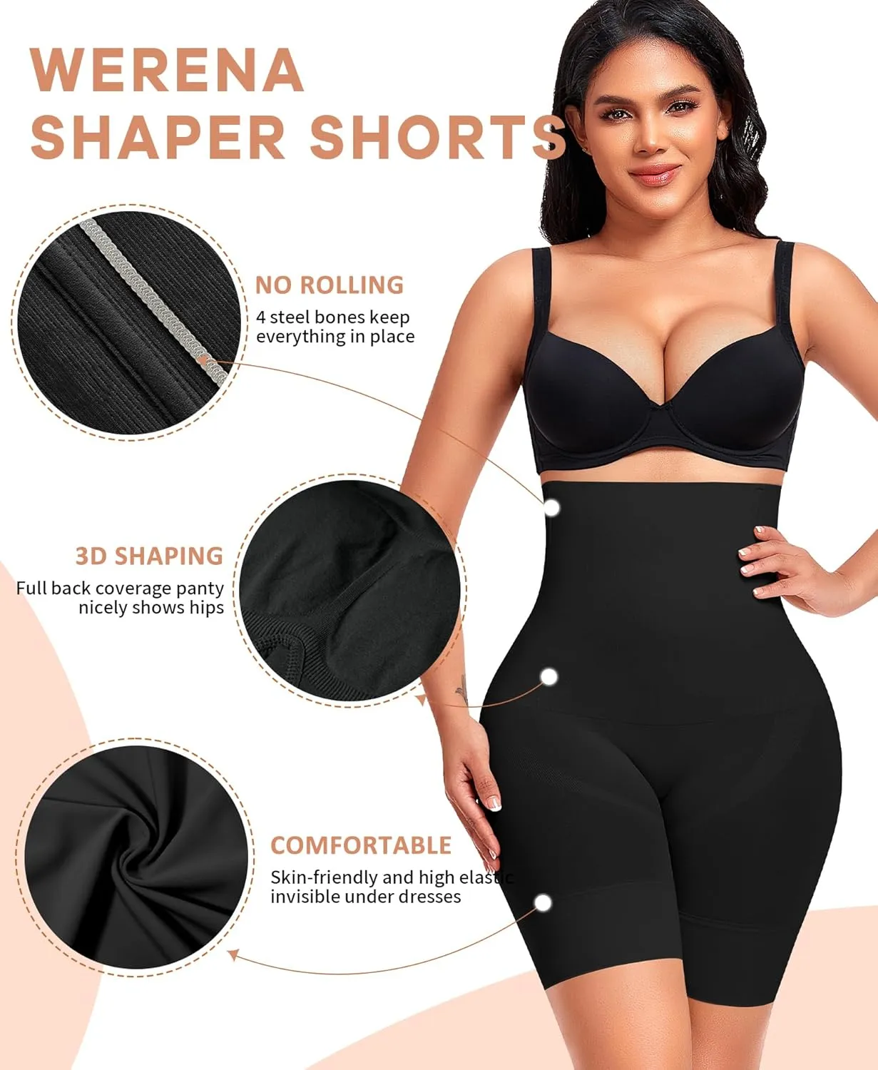 Werena Tummy Control Shapewear Shorts for Women Seamless High Waisted Body Shaper Shaping Underwear Girdle Panties