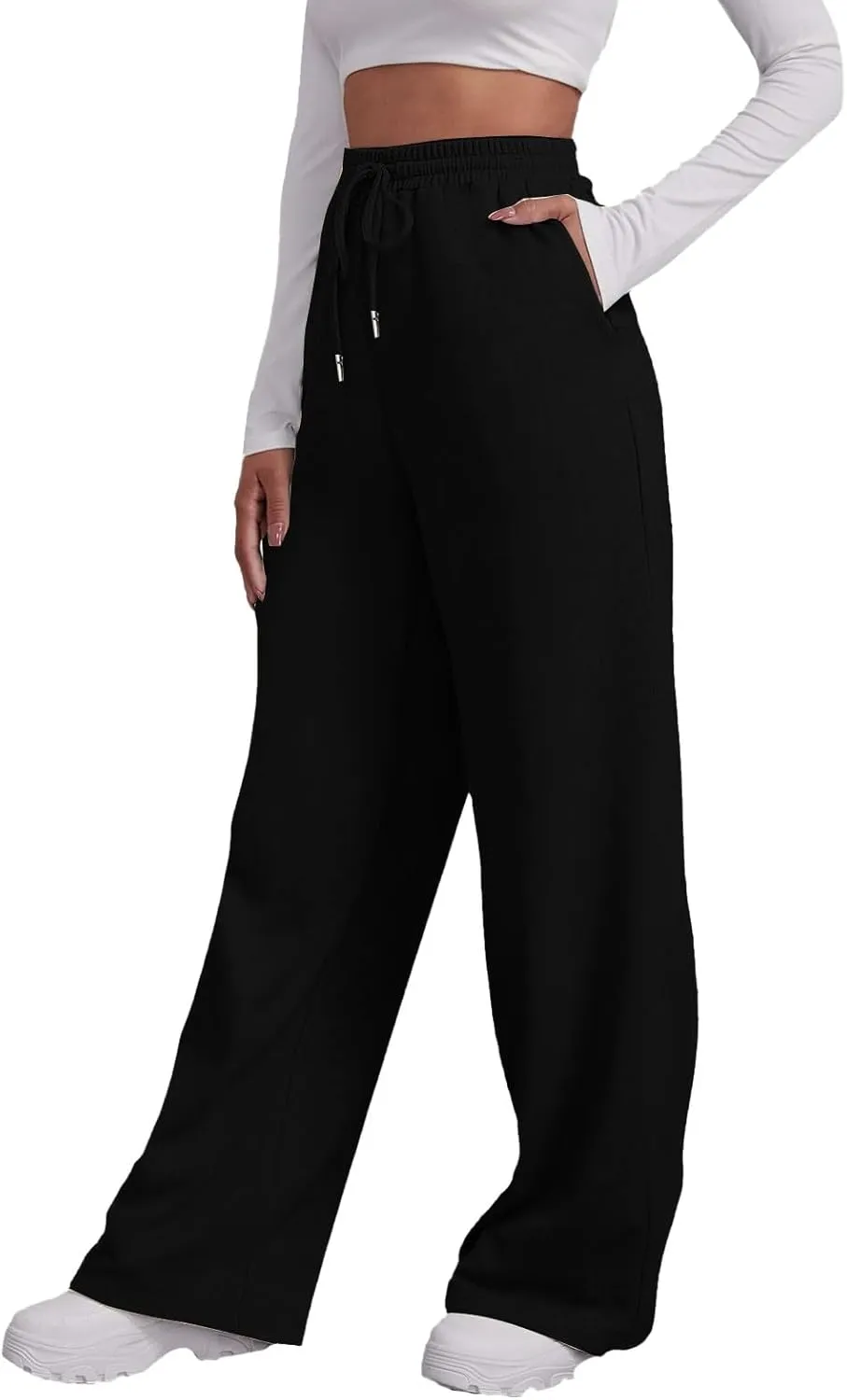 Wide Leg Sweatpants Women 2024 High Waist Casual Joggers with Pockets Loose Lightweight Soft Comfy Straight Yoga Sweat Pants