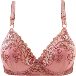 Women Beautifully Embroidered Floral Bras Push Up Pair Breast Support Comfort Bra Thin Fashion Bralette Work Underwear