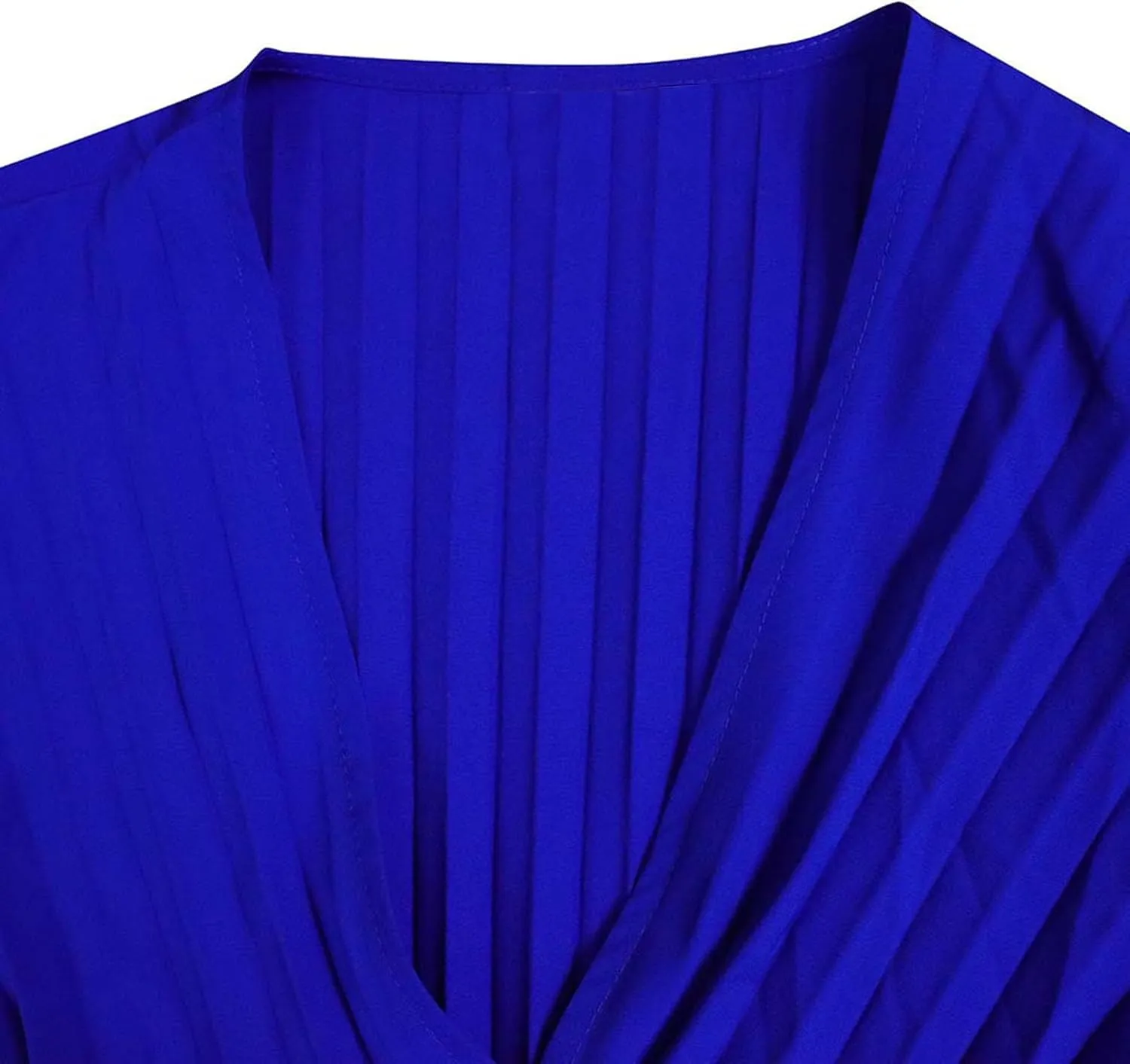 Women Elegant Full Pleated Jumpsuit Lantern Long Sleeve Sexy Wrap V Neck One Piece Belted High Waist Wide Leg Romper
