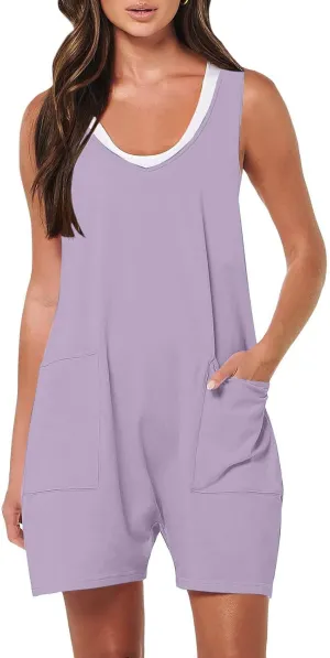Women Jumpsuits 2025 Summer Sleeveless Tank Romper Jumper with Pockets Vacation Wear Casual Plus Size Rompers Outfits