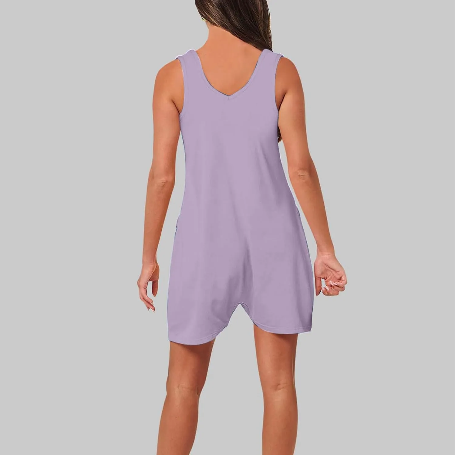 Women Jumpsuits 2025 Summer Sleeveless Tank Romper Jumper with Pockets Vacation Wear Casual Plus Size Rompers Outfits