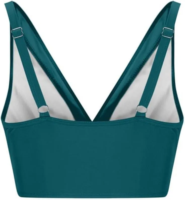 Women Push Up Bikini Tops Mesh See Through Swimsuits Tops Padded Wireless Bathing Suit Adjustable Strap Crop Swim Top