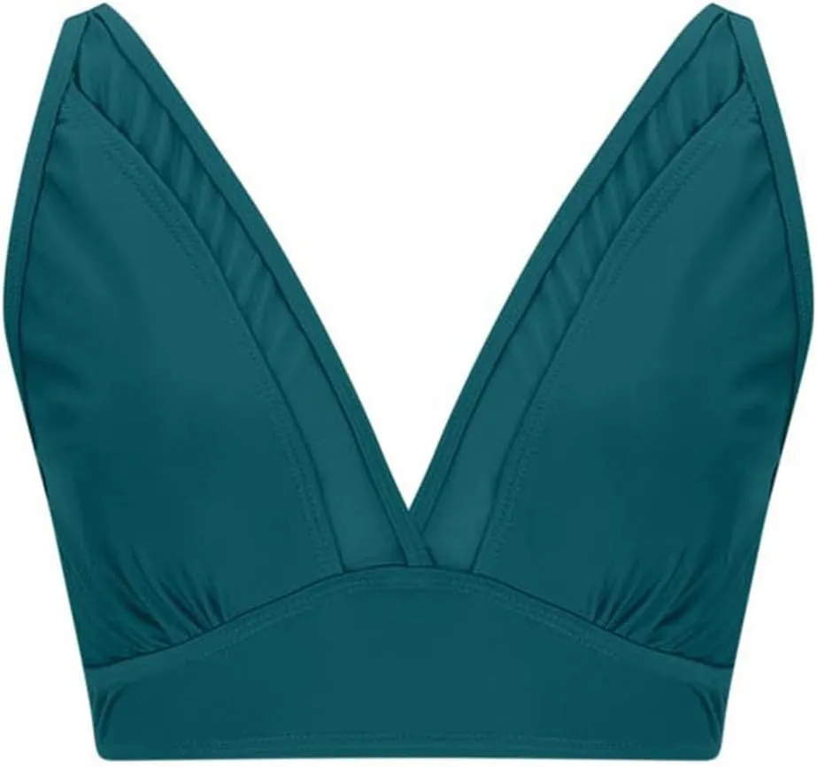 Women Push Up Bikini Tops Mesh See Through Swimsuits Tops Padded Wireless Bathing Suit Adjustable Strap Crop Swim Top