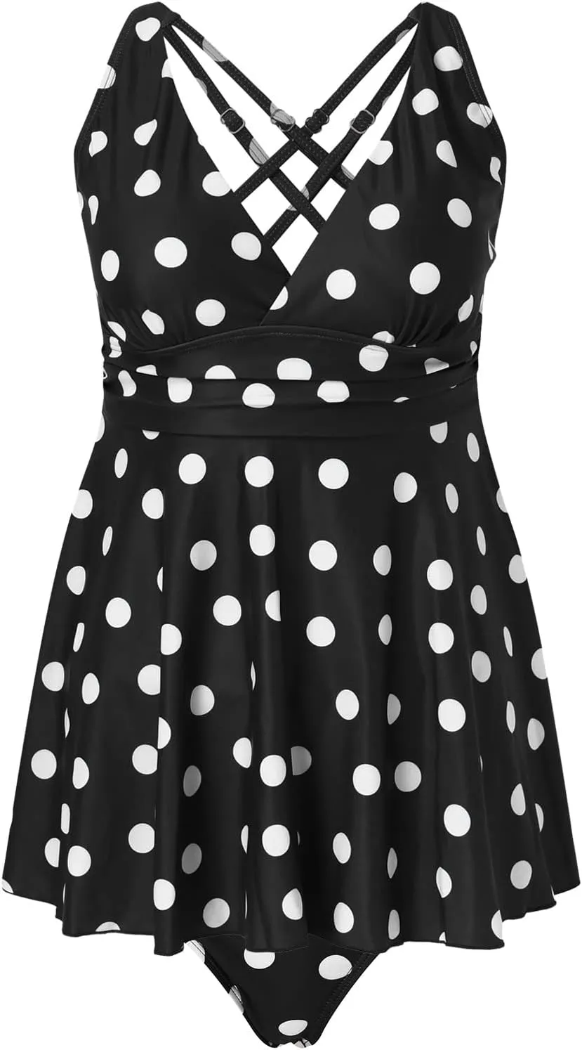 Women Swimwear Dot Print High Waisted Bikini Sexy Push Up Swimsuit Vintage Two Piece Retro V-Neck Halter