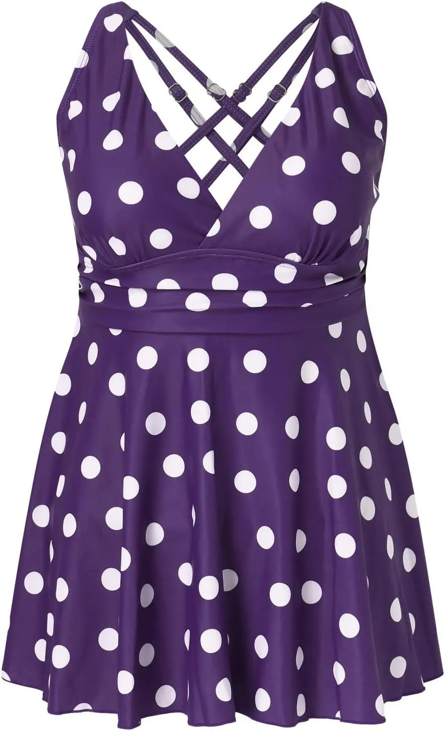 Women Swimwear Dot Print High Waisted Bikini Sexy Push Up Swimsuit Vintage Two Piece Retro V-Neck Halter