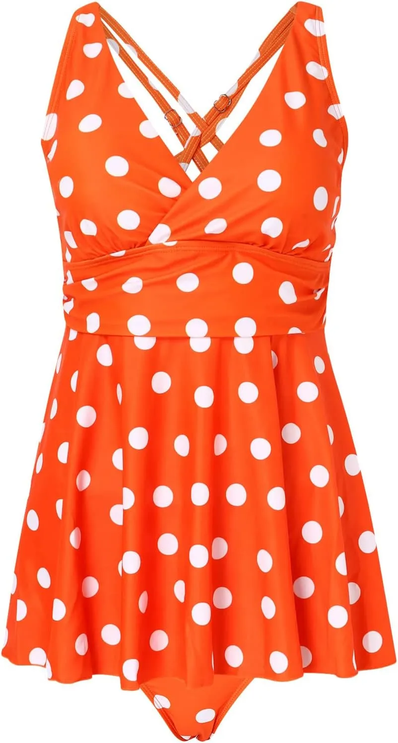 Women Swimwear Dot Print High Waisted Bikini Sexy Push Up Swimsuit Vintage Two Piece Retro V-Neck Halter