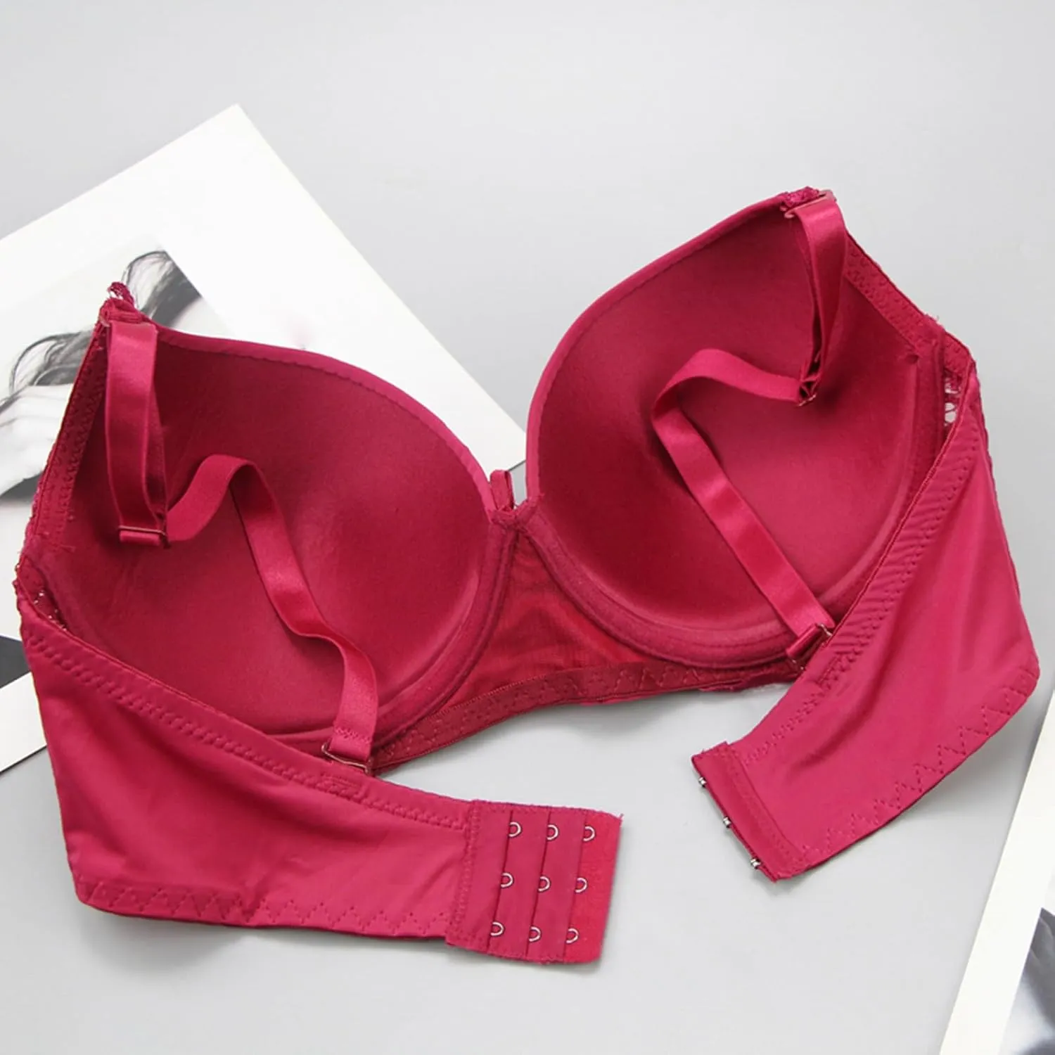Women T-Shirt Bra Lace Underwire Push-Up Bralettes Full Coverage Brassiere Lightly Lined T-Shirt Bras Ladies Underwear