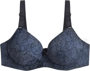 Women T-Shirt Bra Lace Underwire Push-Up Bralettes Full Coverage Brassiere Lightly Lined T-Shirt Bras Ladies Underwear