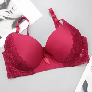 Women T-Shirt Bra Lace Underwire Push-Up Bralettes Full Coverage Brassiere Lightly Lined T-Shirt Bras Ladies Underwear