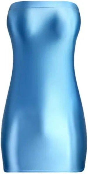 Women Wrap Buttocks Dress Silky Tight Fitting Bra Short Skirt Oil Smooth Beach Glossy Dress