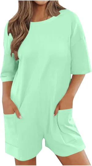 Womens Athletic Romper Hot Shot Tee T Shirt Romper Oversized Tshirt Jumpsuit 2024 Summer Fashion Lounge Clothes