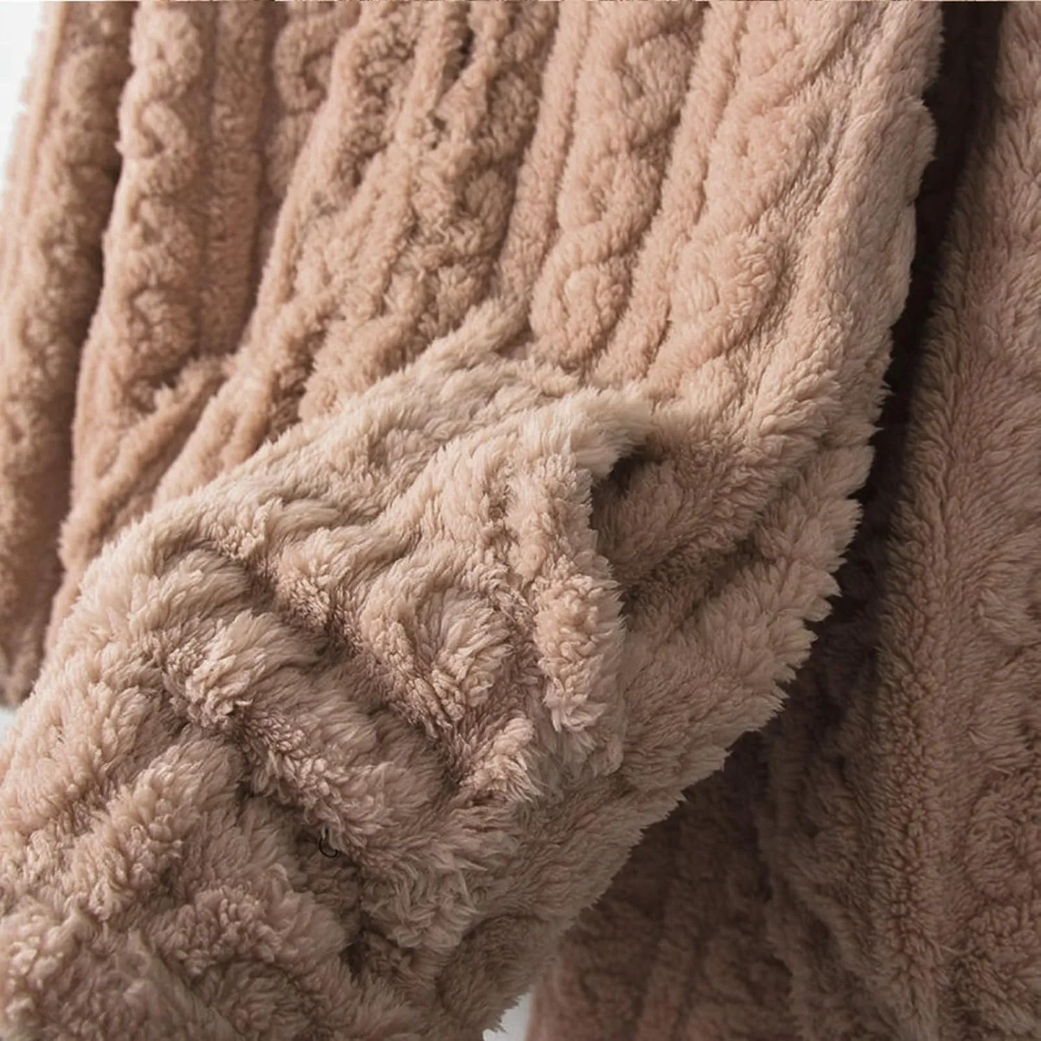 Womens Cable Knit Pajama Sets Fluffy Fleece Pullover Pants Soft Lounge Sets Winter Pajamas Sleepwear