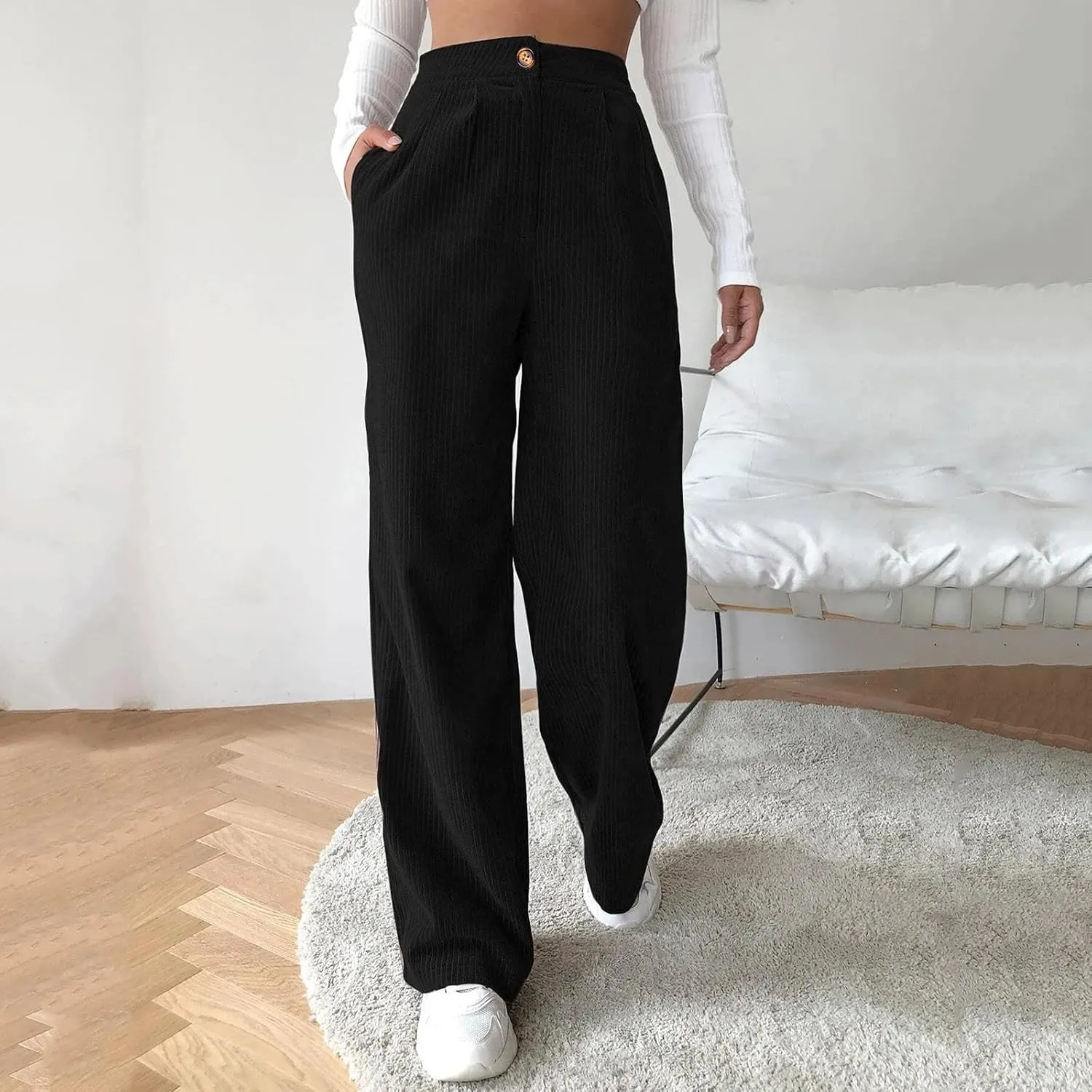 Womens Cargo Sweatpants Winter Velour Yoga Capris with Pockets High Waisted Flare Leggings