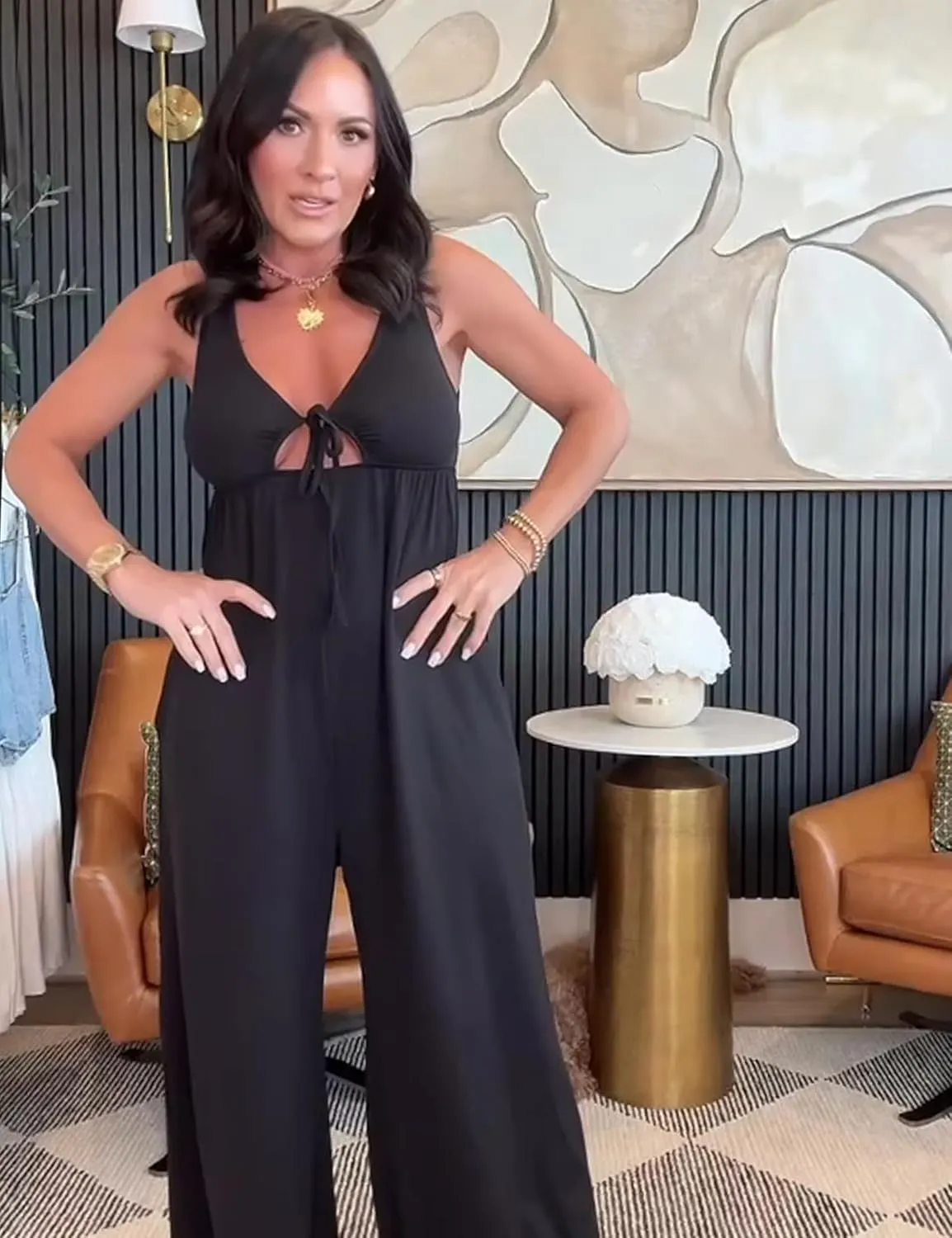 Women's Casual Loose Jumpsuits One Piece Sleeveless Wide Leg Long Pant Rompers with Pockets