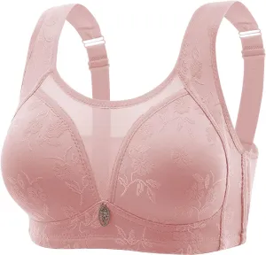 Women's Embroidery No Underwire Mesh Bra Soft Push Up Adjustable Straps Bralettes Lifting Comfy Breathable Lingerie