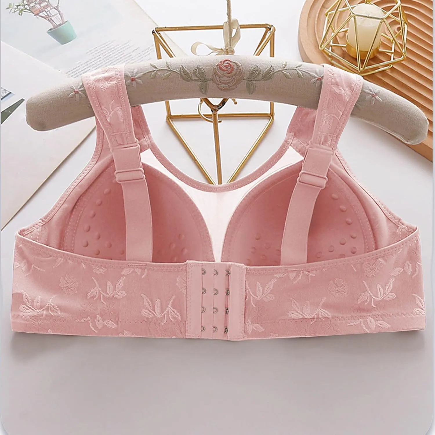 Women's Embroidery No Underwire Mesh Bra Soft Push Up Adjustable Straps Bralettes Lifting Comfy Breathable Lingerie