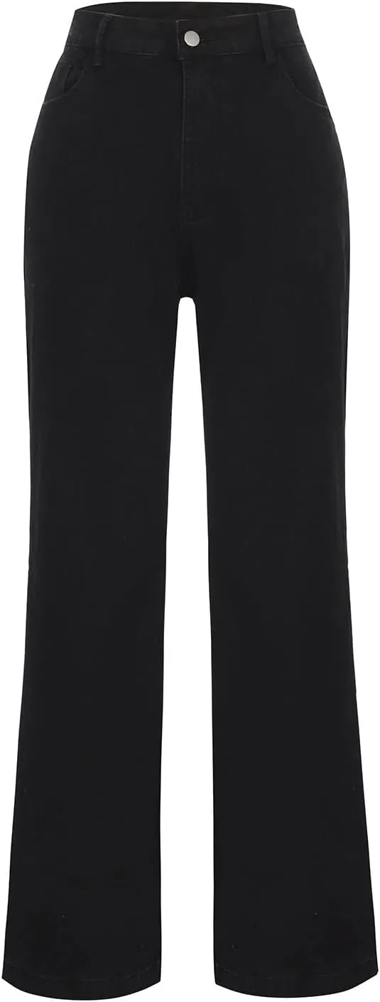 Womens Flare Jeans High Waisted Wide Leg Hip Hop Jean Stretch Denim Pantss Stretch Bootcut Casual Trousers