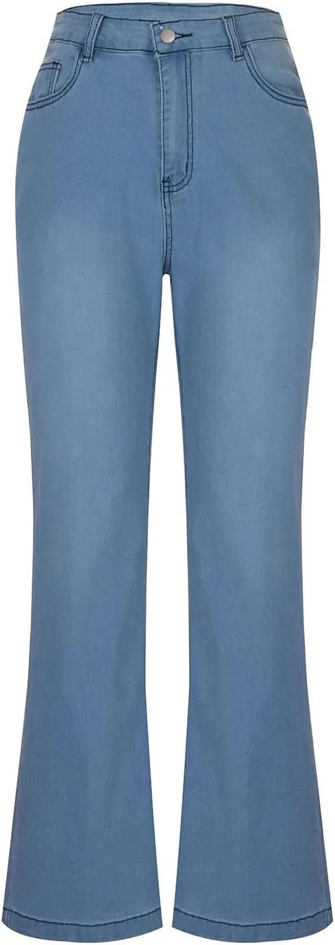 Womens Flare Jeans High Waisted Wide Leg Hip Hop Jean Stretch Denim Pantss Stretch Bootcut Casual Trousers