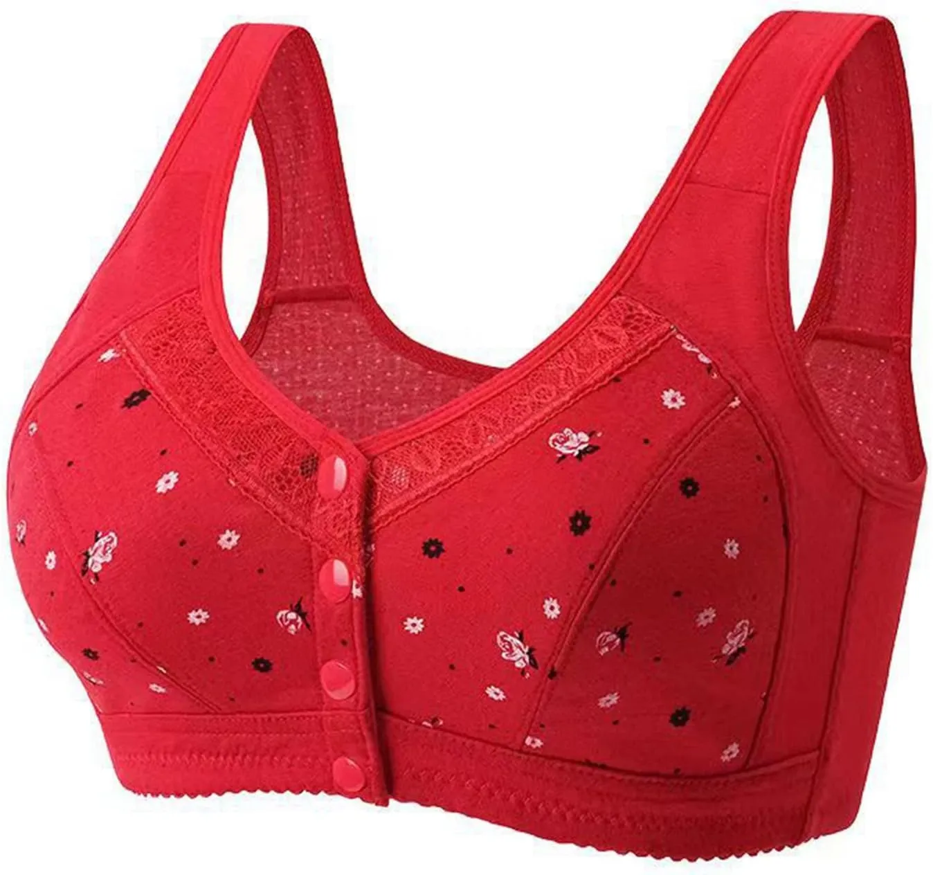 Womens Front Button Everyday Bra No Underwire Push Up Nursing Bras Breathable Comfortable Plus Size Underwear