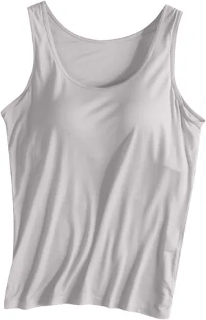 Womens Modal Built-in Bra Padded with Chest Pads Camisole Yoga Tanks Tops Sports Yoga T-Shirt Comfort Underwear Shirt