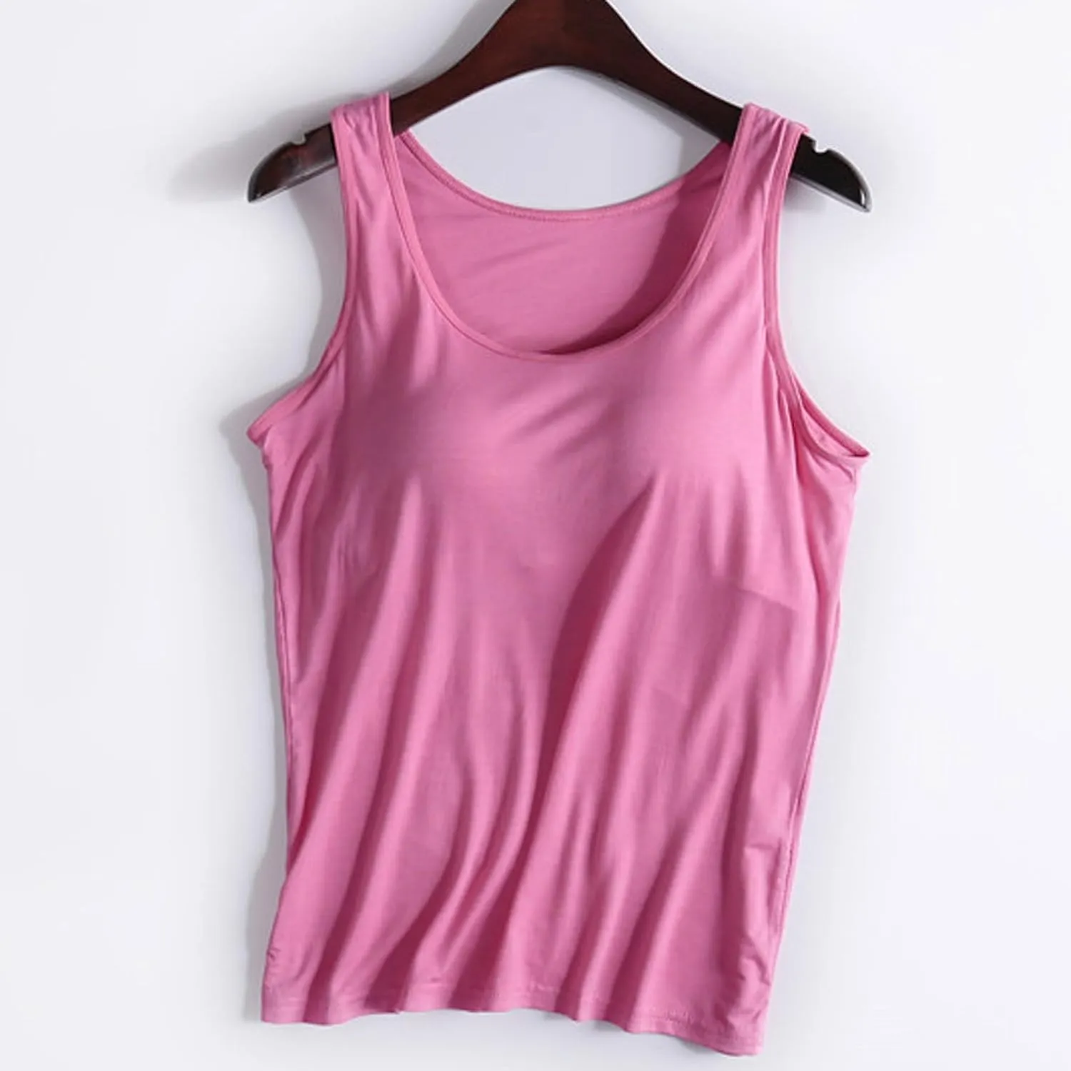 Womens Modal Built-in Bra Padded with Chest Pads Camisole Yoga Tanks Tops Sports Yoga T-Shirt Comfort Underwear Shirt