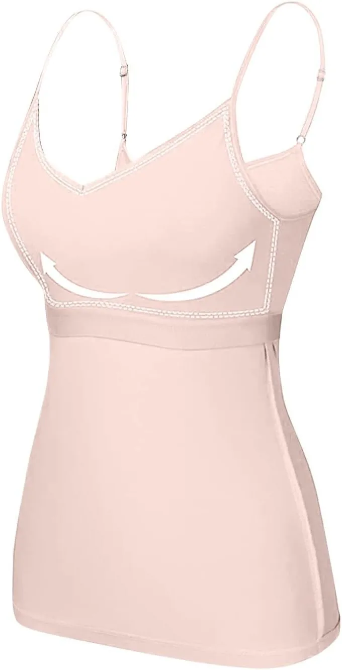 Womens Modal Built-in Bra Summer Basic Padded Yoga Shirt Shelf Bras Casual Undershirt Basic Breathable Tank Top