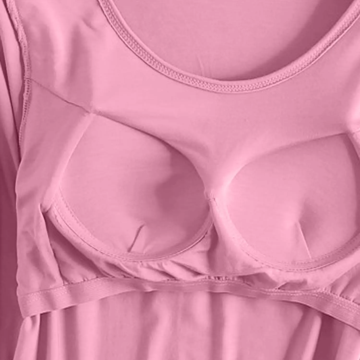 Womens Modal T Shirt Built-in Bra Padded Casual Tops Long Sleeve Crew Neck Shirts Wireless Bra Soft Pajama Sleepwear