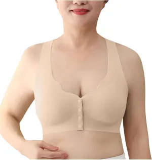 Womens Nursing Bras Button Front Closure Maternity Sleeping Underwear Plus Size Wireless Comfy Bralettes Underwear