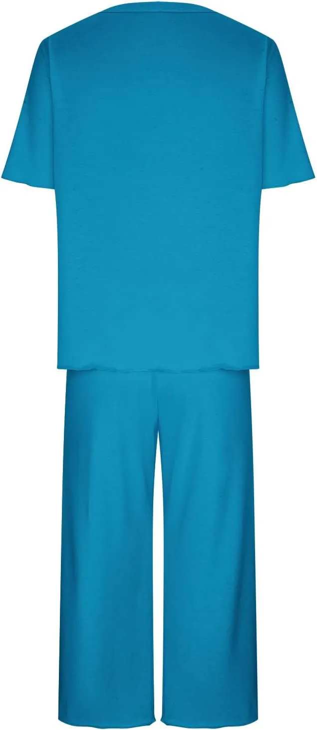 Womens Pajamas Comfy Soft 2 Piece Lounge Sets Nightshirt Capri Pants Pjs Loungewear Matching Outfits Sleepwear