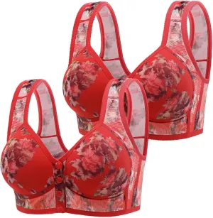 Women's Popular Printing Optimized Front Button Mother Underwear for Women Lifting and One Shoulder Sports Bra Top