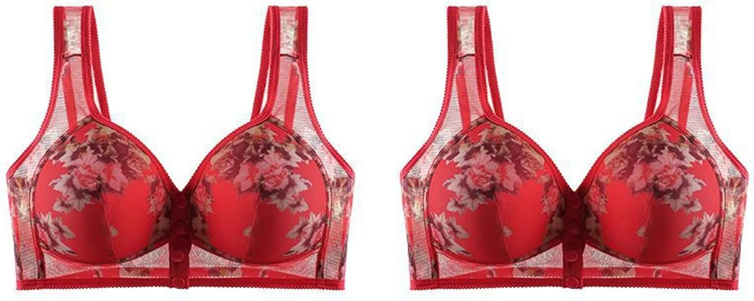 Women's Popular Printing Optimized Front Button Mother Underwear for Women Lifting and One Shoulder Sports Bra Top