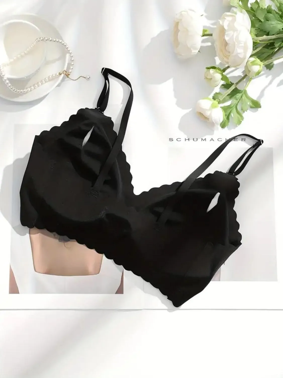 Womens Push Up Everyday Bra Deep V Petal Bras No Underwire Soft Wireless Bra Smooth Seamless Straps Bralettes