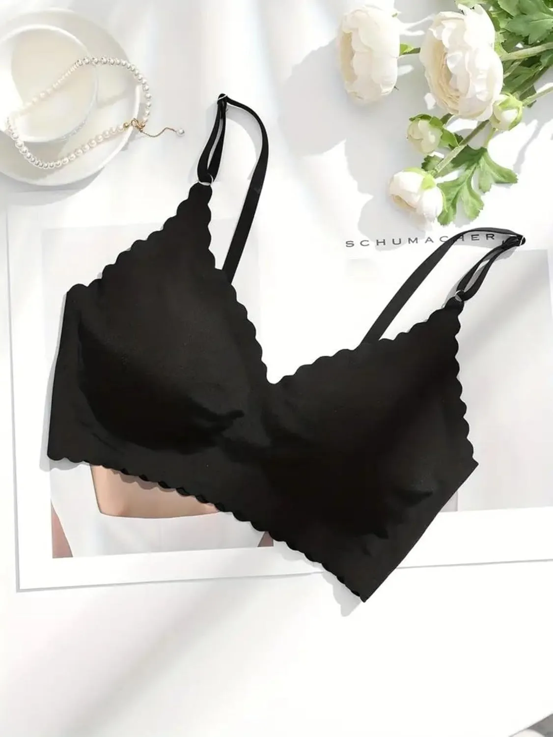 Womens Push Up Everyday Bra Deep V Petal Bras No Underwire Soft Wireless Bra Smooth Seamless Straps Bralettes