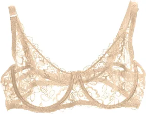 Women's Sexy Bra Sheer Lace Bra Floral Lace Bralettes Plus Size Full Coverage See Through Bralettes Mesh Soft Bras