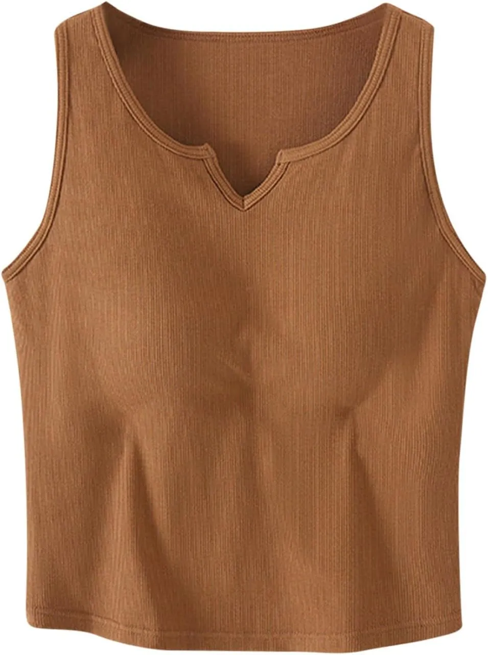 Womens Tank Top Built in Bra Notch V Neck Smooth Soft Lightweight Crop Smooth Athletic Workout Yoga Tanks Undershirt