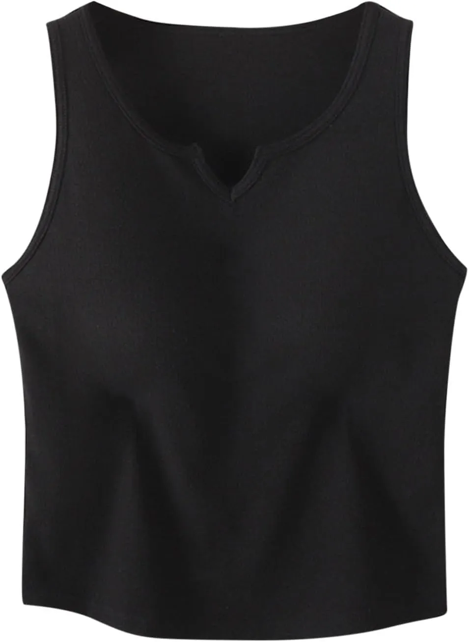 Womens Tank Top Built in Bra Notch V Neck Smooth Soft Lightweight Crop Smooth Athletic Workout Yoga Tanks Undershirt