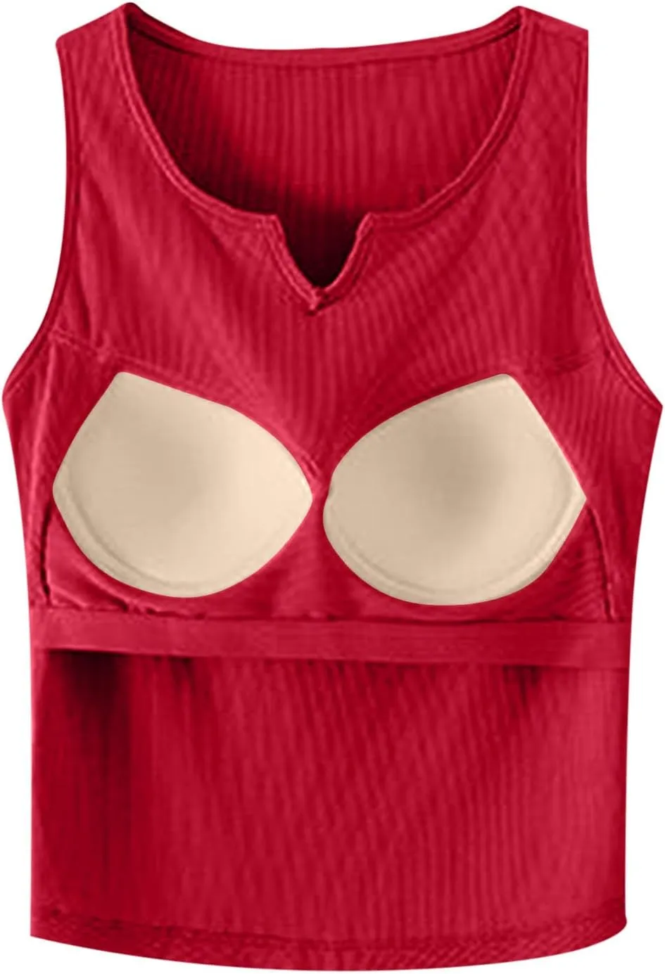 Womens Tank Top Built in Bra Notch V Neck Smooth Soft Lightweight Crop Smooth Athletic Workout Yoga Tanks Undershirt