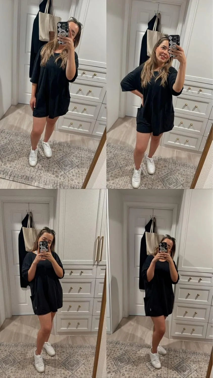 Women's Tee Rompers One Piece Short Sleeve Casual Athletic Overalls Workout Hot Shot Jumpsuits