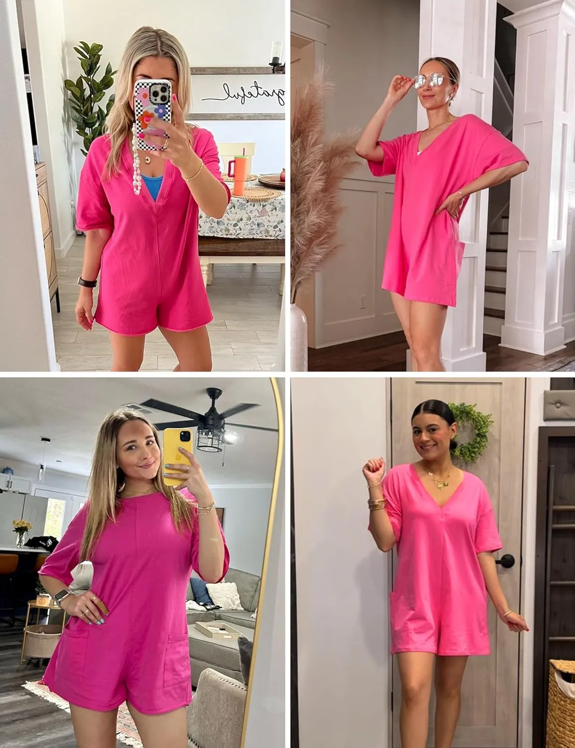 Women's Tee Rompers One Piece Short Sleeve Casual Athletic Overalls Workout Hot Shot Jumpsuits