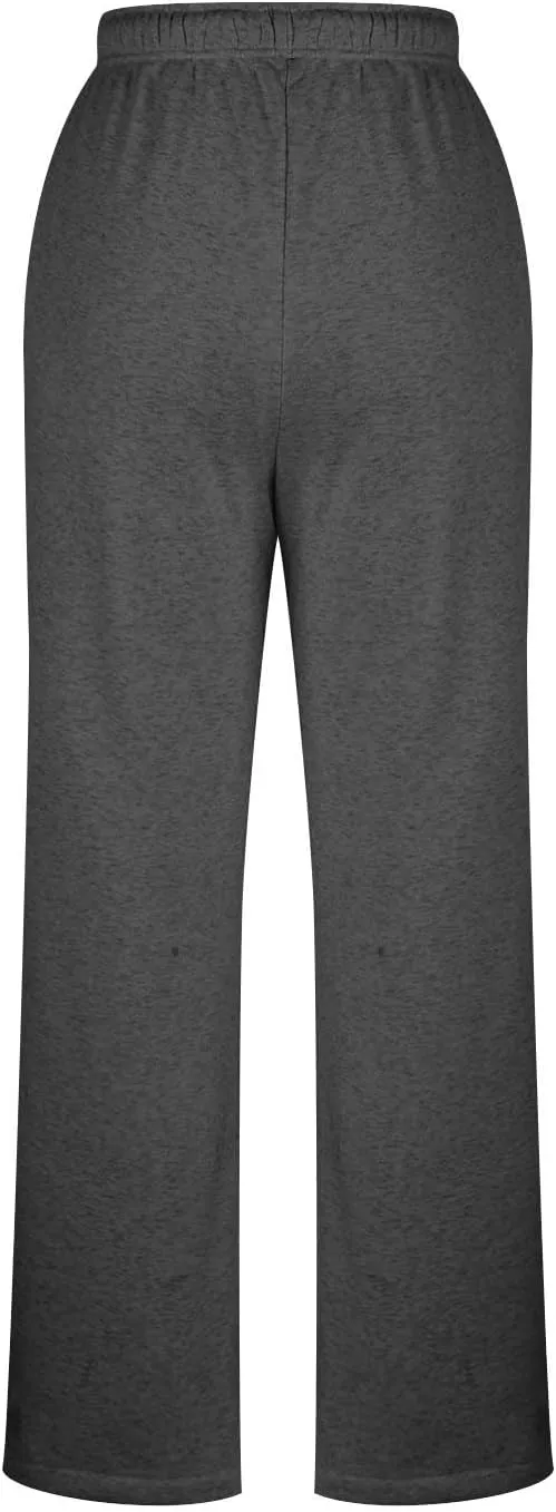 Women's Wide Leg Sweatpants Fleece Lined Baggy Straight Leg Lounge Pants Spring Fall Outfits Athletic Joggers
