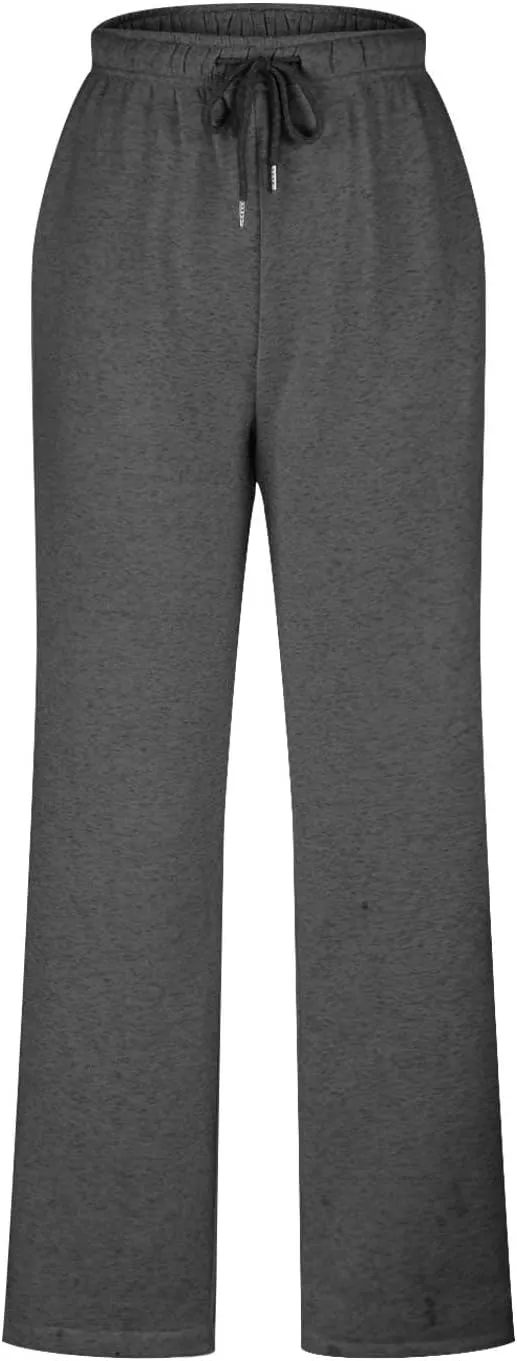 Women's Wide Leg Sweatpants Fleece Lined Baggy Straight Leg Lounge Pants Spring Fall Outfits Athletic Joggers