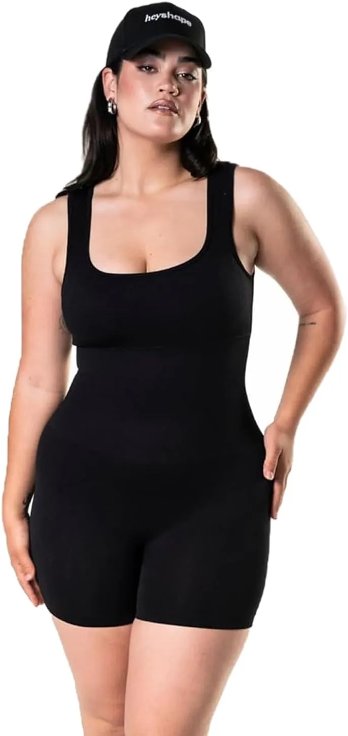 Womens Yoga Square Neck Shapewear One Piece Yoga Jumpsuit Shorts Rompers Sleeveless Backless Seamless Bodycon