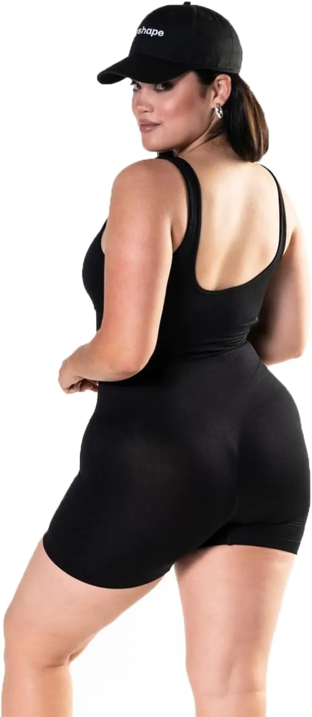 Womens Yoga Square Neck Shapewear One Piece Yoga Jumpsuit Shorts Rompers Sleeveless Backless Seamless Bodycon