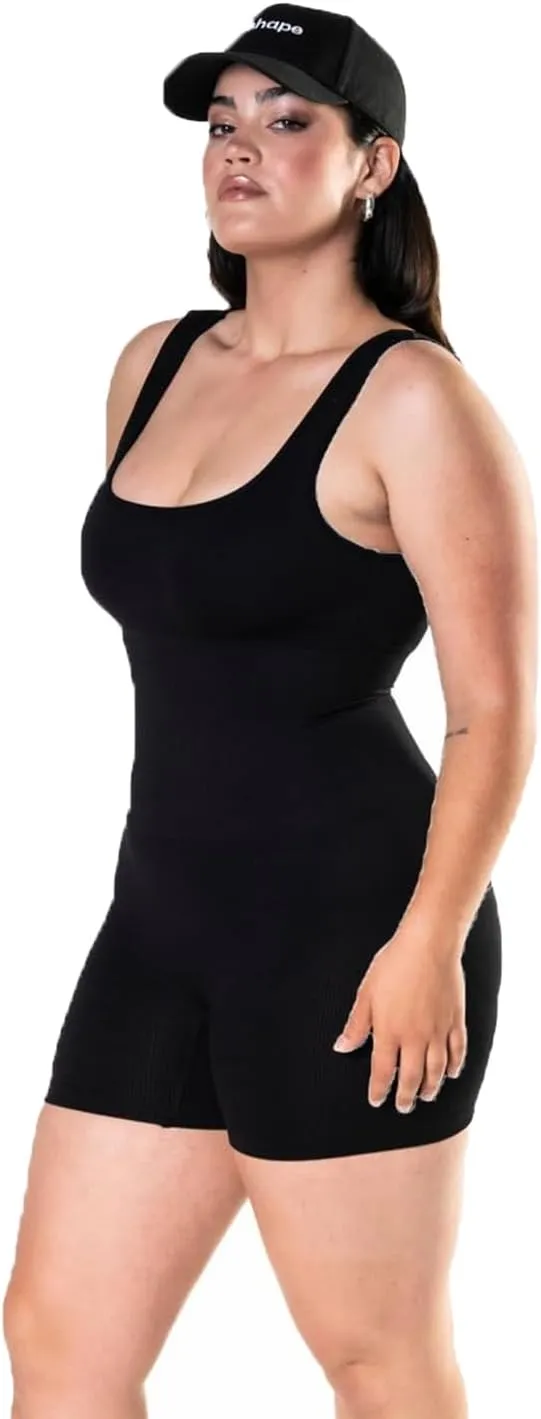 Womens Yoga Square Neck Shapewear One Piece Yoga Jumpsuit Shorts Rompers Sleeveless Backless Seamless Bodycon